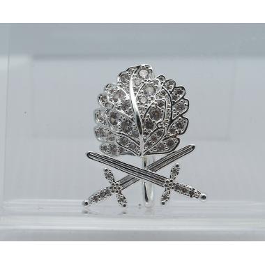Oak Leaves with  Swords and Diamonds in Silver